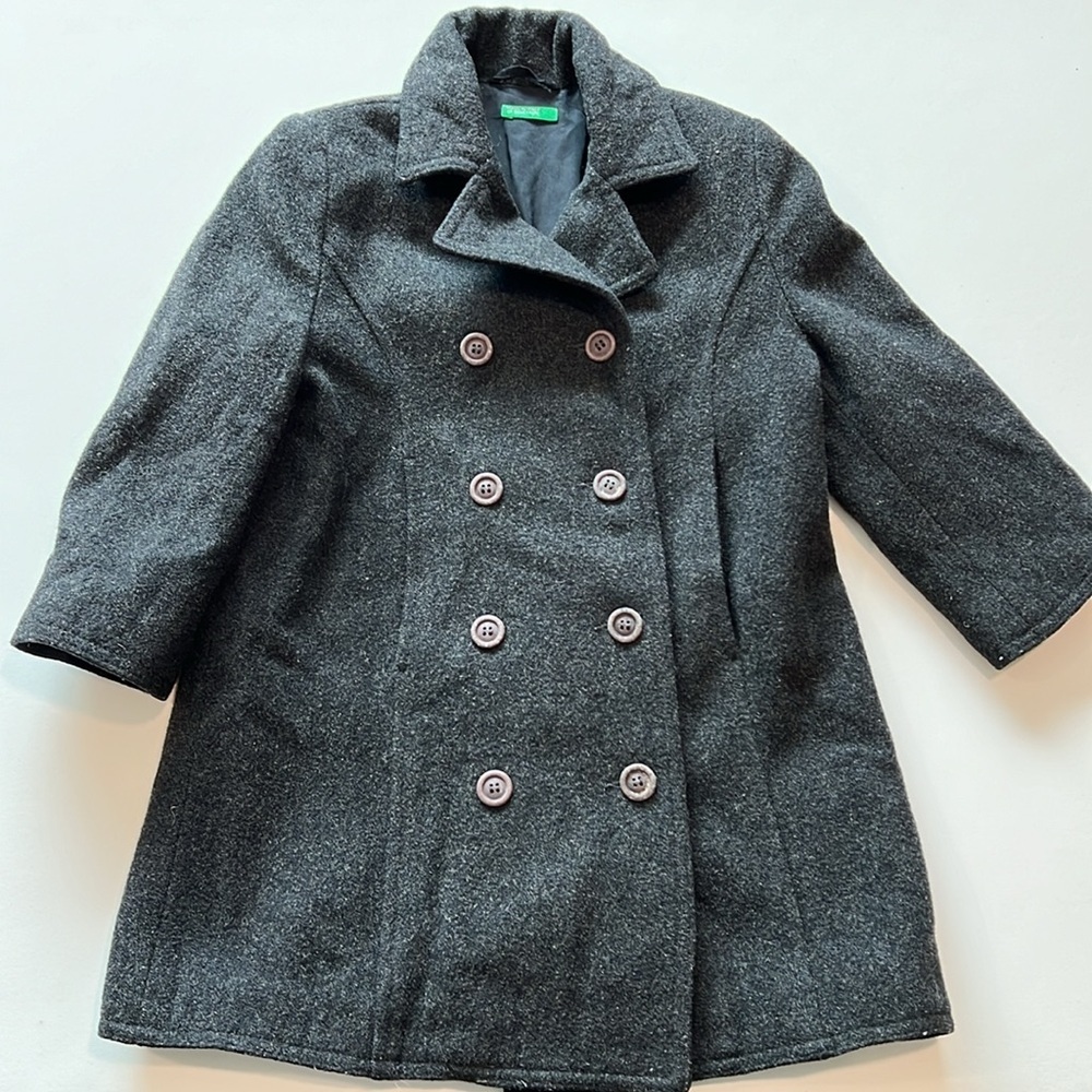 Vintage - made in Italy of Benetton, xs, wool gray pea coat